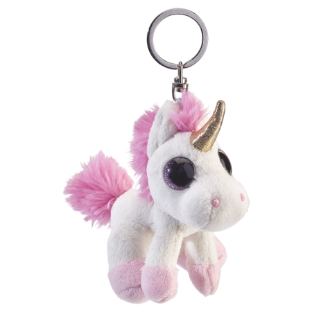 Accesorii si cadouri cu animale - Cheie glitter unicorn alb/roz 9 cm