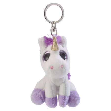 Accesorii si cadouri cu animale - Glitter breloc Unicorn alb/violet 9 cm
