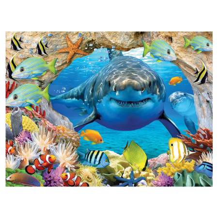 Puzzle-uri si jucarii educative - Puzzle 3D Marele rechin alb 500 piese 61x46 cm