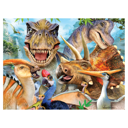 Puzzle-uri si jucarii educative - Puzzle GITD Dinozaur Selfie 63 piese 38x28,5 cm