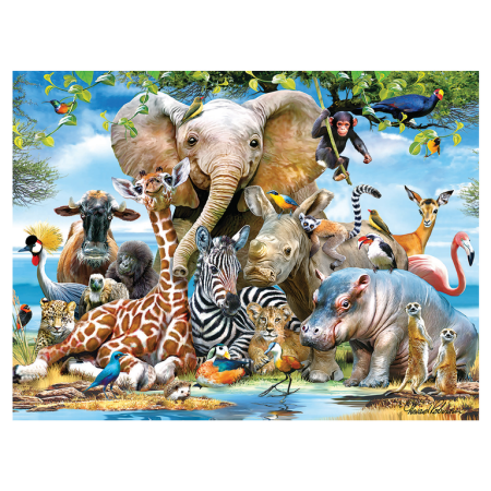 Puzzle-uri si jucarii educative - Puzzle GITD Zambet African 63 piese 38x28,5 cm