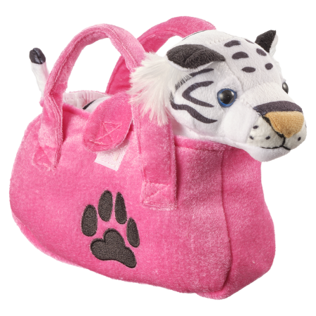 Girly - Tigru alb in geanta roz cu amprenta de 17 cm