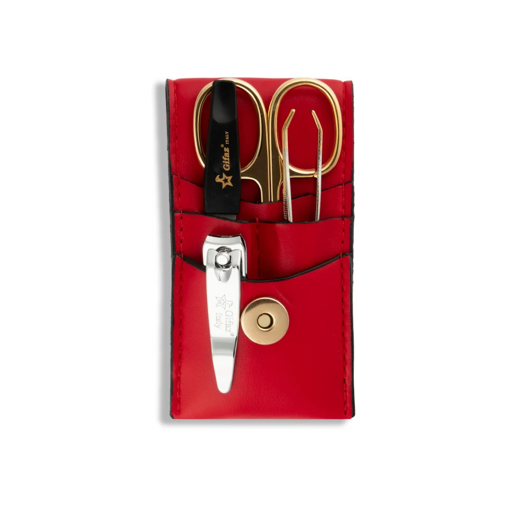 Unghii - Trusa manichiura 4 piese nr. 1600, etui rosu, Gifaz Italy