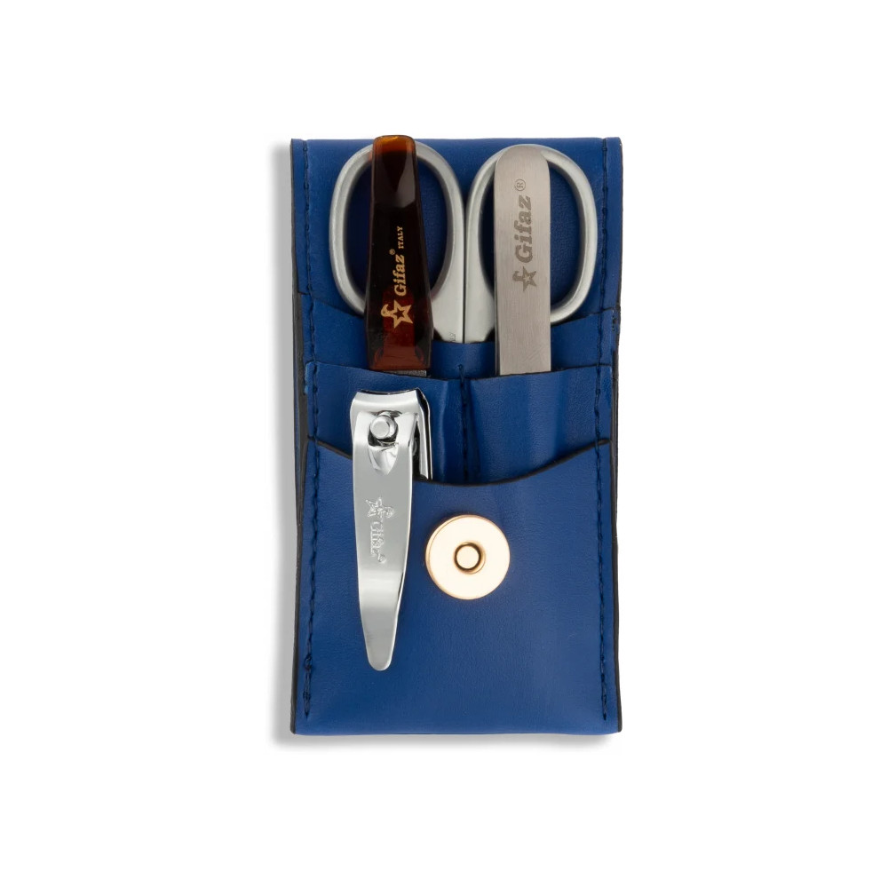 Unghii - Trusa manichiura 4 piese pentru barbati nr. 1650, etui albastru, Gifaz Italy