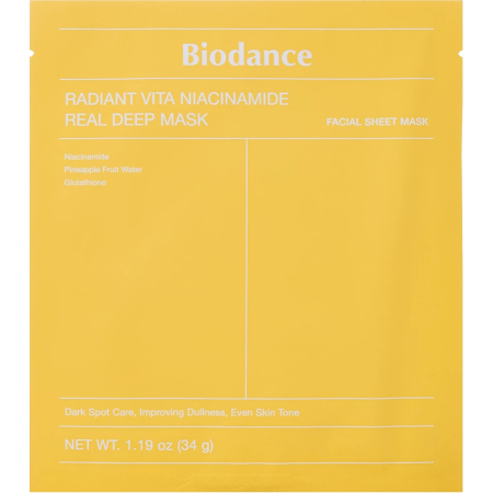 Tratamente - BIODANCE Radiant Vita Niacinamide Real Deep Mask (34 g) – Mască cu Niacinamidă și Glutatione pentru uniformizarea tonului pielii, luminozitate și reducerea vizibilă a petelor pigmentare