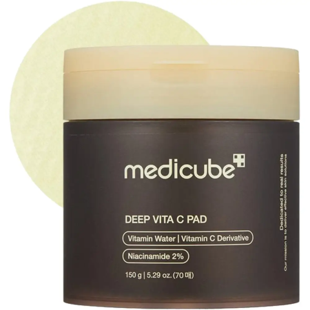 MEDICUBE Deep Vita C Pad (70 buc) – Dischete tonice cu Vitamina C și extract de cătină pentru estomparea petelor pigmentare, uniformizarea tenului și luminozitate instantanee [3]