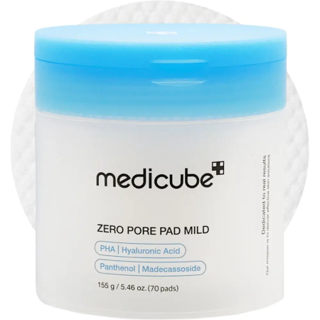 Curăţare - MEDICUBE Zero Pore Pad Mild (70 buc) – Dischete tonice cu PHA și Madecassoside pentru exfoliere blândă, controlul porilor și calmarea pielii sensibile