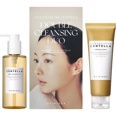 Curăţare - SKIN1004 Madagascar Centella Double Cleansing Duo – Set cu Centella Asiatica și ulei de jojoba pentru curățare dublă. Elimină eficient machiajul și impuritățile, menținând pielea hidratată și echilibr
