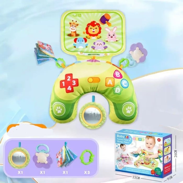 Perna Tummy-Time pentru Bebelusi cu Carti Textile si Jucarii Senzoriale (0-12 luni) [2]