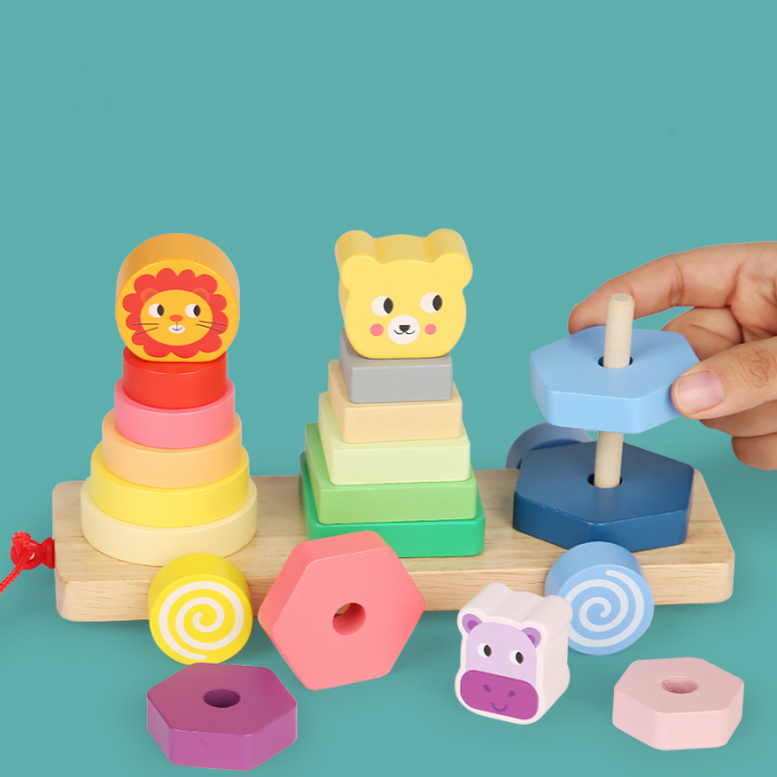 Forme geometrice animale pe roți – Joc de stivuire din lemn | ZukiToys.ro [4]