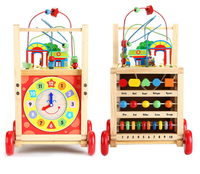 Antepremergator din lemn + Cub educativ multi-activitati Montessori 6‑în‑1 [5]