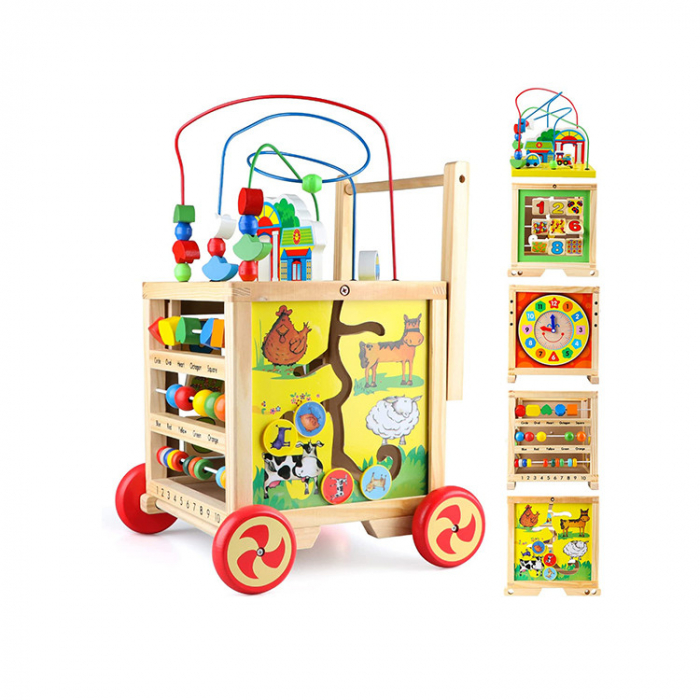 Antepremergator din lemn + Cub educativ multi-activitati Montessori 6‑în‑1 [2]