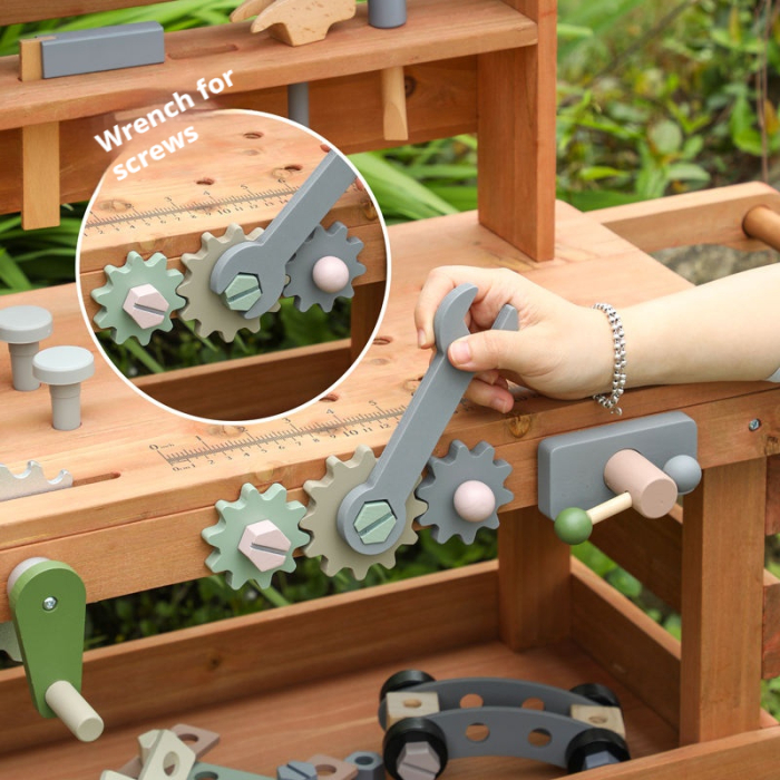 Atelier din lemn pentru copii cu unelte și accesorii – Banc de lucru educativ [3]