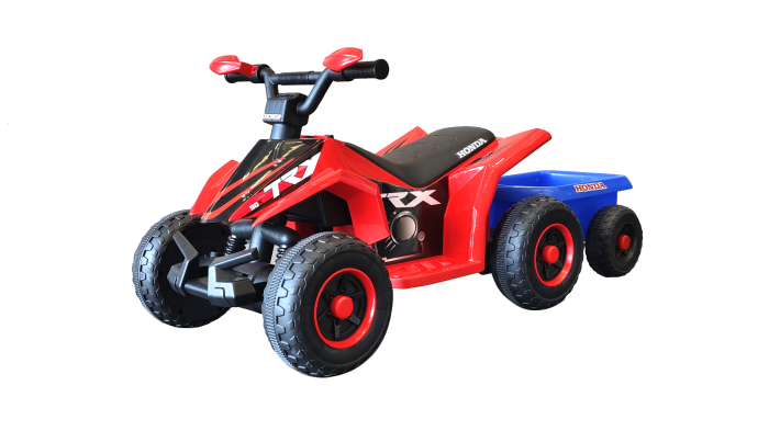 ATV electric pentru copii cu remorcă, roți rezistente și design off-road - Roșu [3]