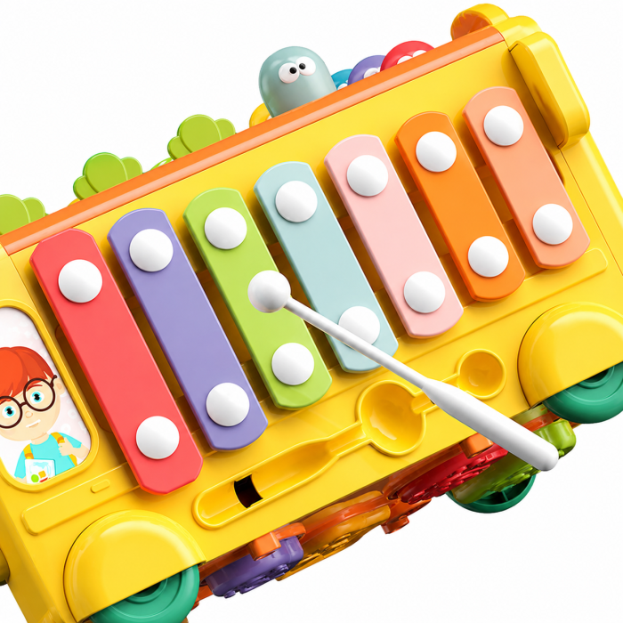 Autobuz muzical pentru copii, cu xilofon, forme și jocuri interactive [3]