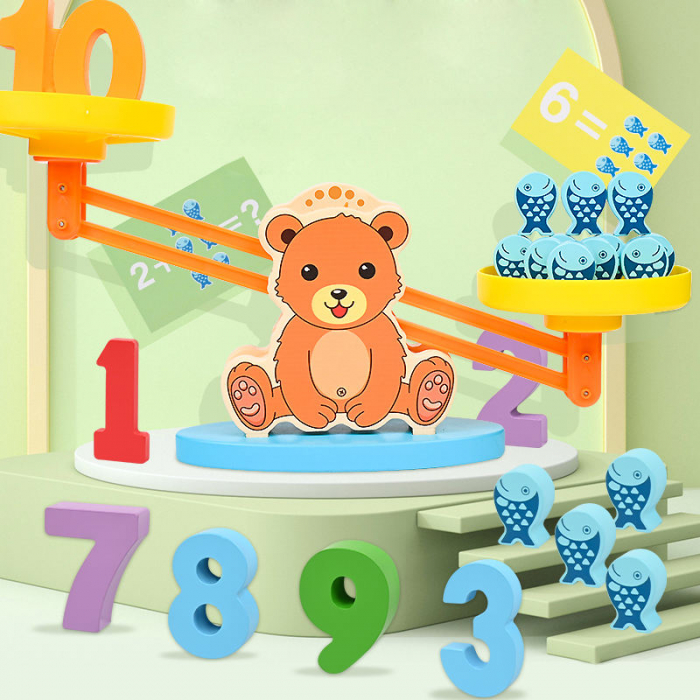 Balanta din lemn cu ursulet – Joc educativ matematic – ZukiToys.ro [3]