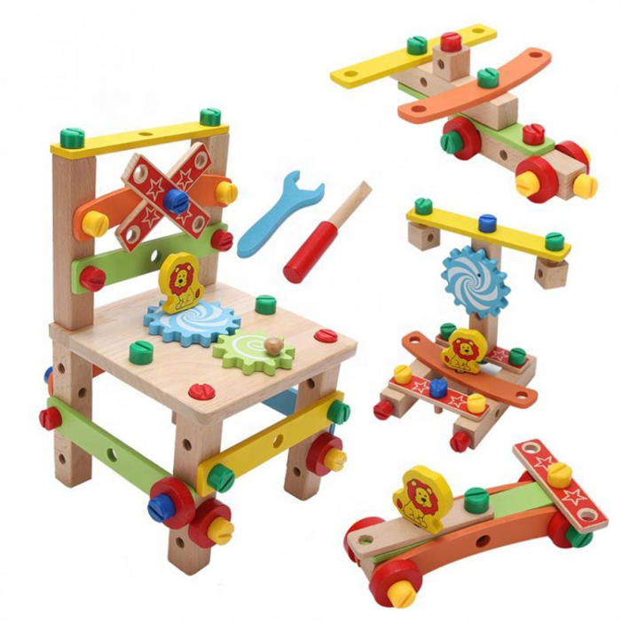 Banc de lucru din lemn, Jucarie de asamblat scaun, Montessori 3 ani+ [2]