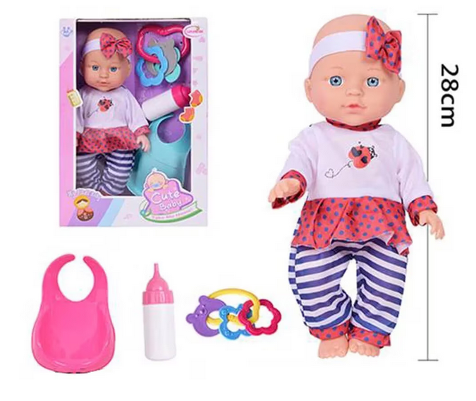 Bebeluș de jucărie cu hăinuțe, biberon și jucării zornăitoare [3]
