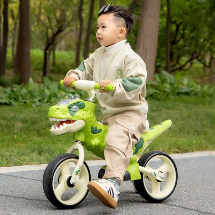 Bicicletă de echilibru cu muzică pentru copii - Model dinozaur verde [2]