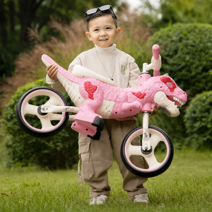Bicicletă de echilibru cu muzică pentru copii - Model dinozaur roz [3]