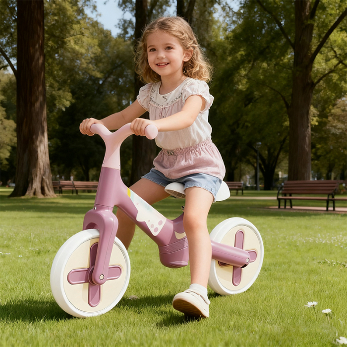 Bicicletă de echilibru ergonomică – fără pedale (roz) [2]