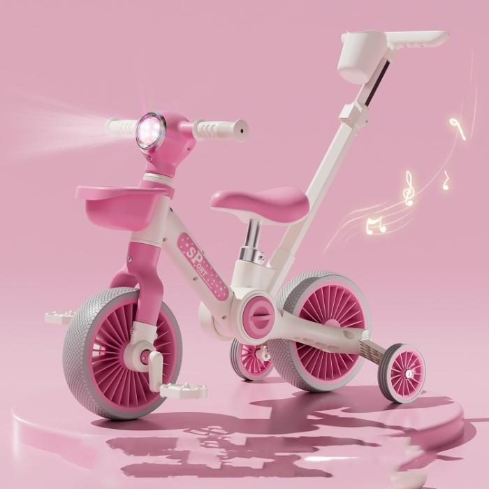 Bicicletă transformabilă 3 în 1 Pink Ride cu lumini și sunete [3]