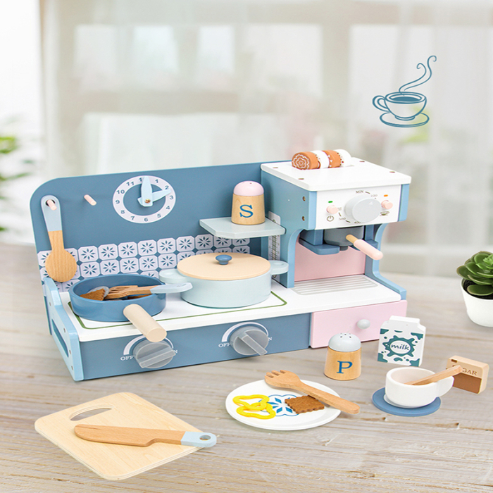 Bucătărie de jucărie din lemn cu accesorii si expresor de cafea [2]