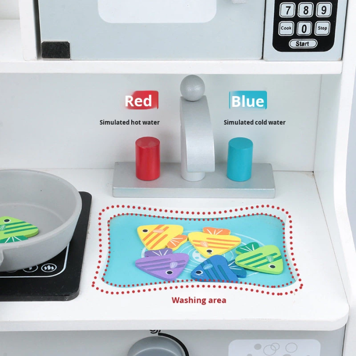 Bucătărie din lemn cu mașină de spălat și accesorii – set complet pentru joacă de rol [5]