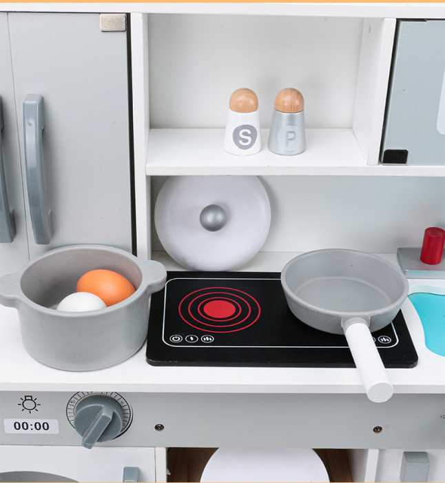 Bucătărie din lemn cu mașină de spălat și accesorii – set complet pentru joacă de rol [3]