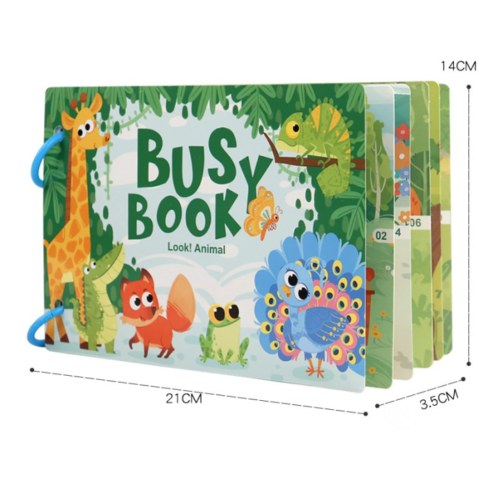 Busy Book – Animale sălbatice, carte interactivă cu stickere reutilizabile [5]