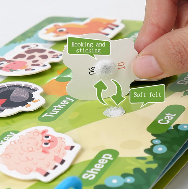 Busy Book – Animale sălbatice, carte interactivă cu stickere reutilizabile [6]