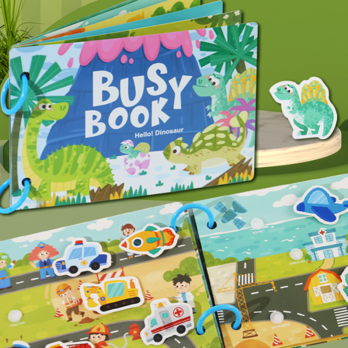 Busy Book – Dinozaur, carte interactivă cu stickere reutilizabile [2]