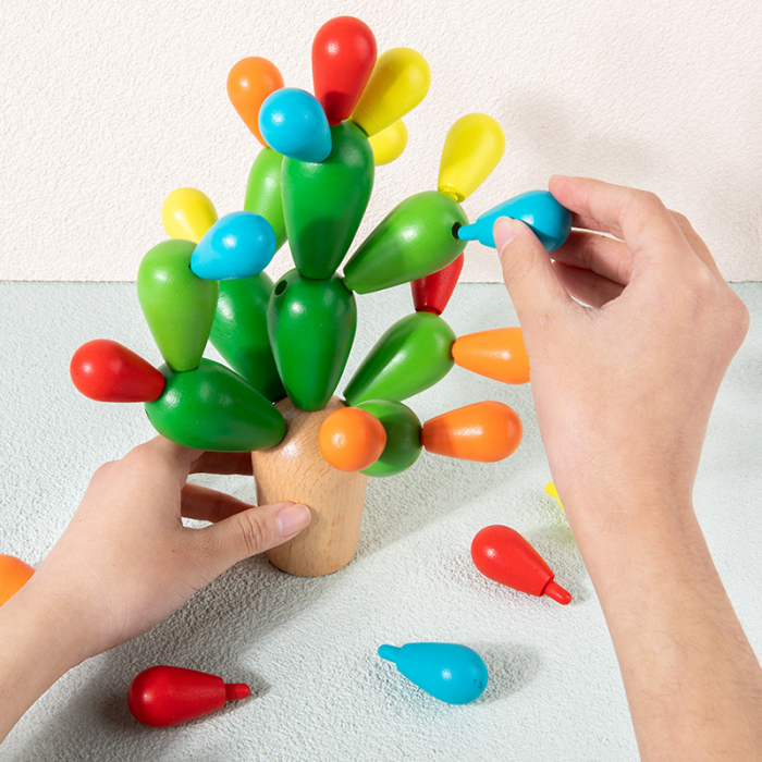 Cactus colorat lemn Montessorii echilibru si asamblare – ZukiToys.ro [4]