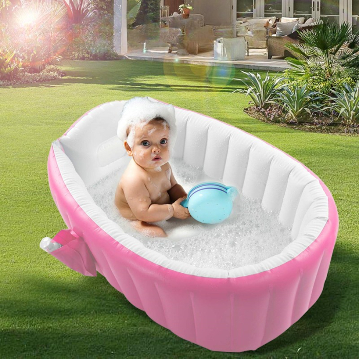 Cădiță gonflabilă portabilă pentru bebeluși și copii, roz [3]