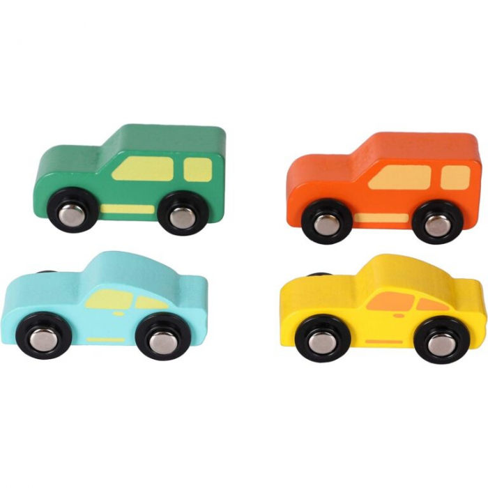 Camion din lemn cu platforma si masini pentru copii 3 ani+ [4]
