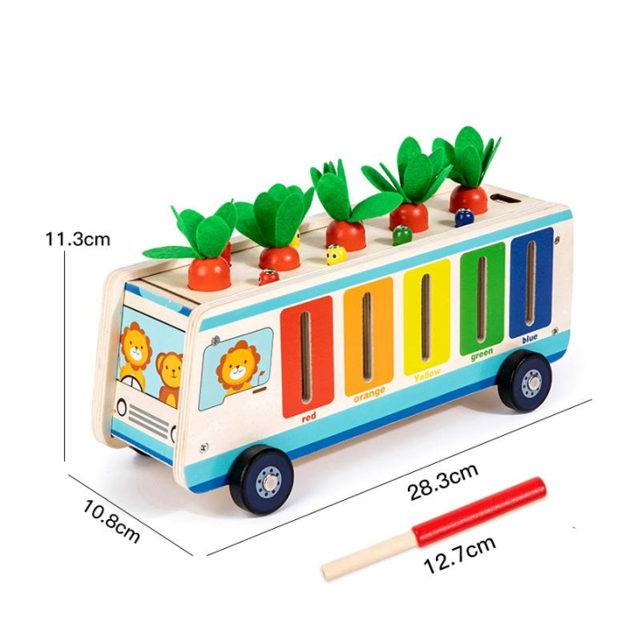 Camion Montessori din lemn 5 în 1 cu morcovi și pescuit magnetic [6]