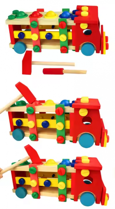 Camion multifuncțional 2-în-1 din lemn – rol play și sortare | ZukiToys.ro [4]