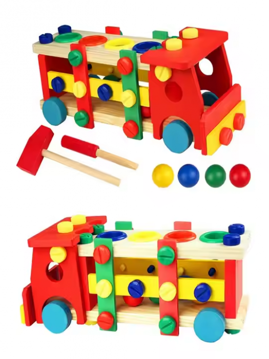 Camion multifuncțional 2-în-1 din lemn – rol play și sortare | ZukiToys.ro [3]