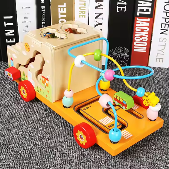 Camion Multifuncțional din Lemn pentru Copii – Jucarie Educationala și Interactiva [3]