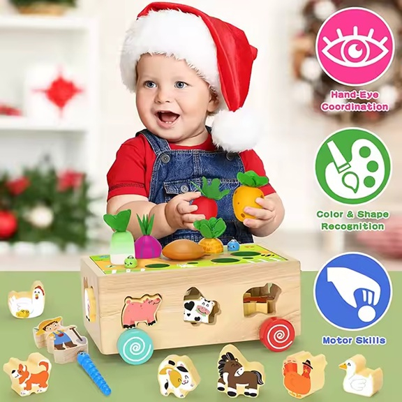 Camion puzzle Montessori din lemn pentru copii – Sortare forme geometrice si invatare culori [3]