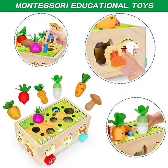 Camion puzzle Montessori din lemn pentru copii – Sortare forme geometrice si invatare culori [2]