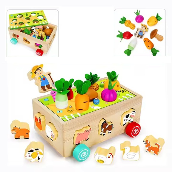Camion puzzle Montessori din lemn pentru copii – Sortare forme geometrice si invatare culori [4]