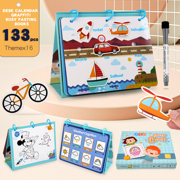 Busy Book cu 16 activitati reutilizabile – 133 piese | Jucarie educativa copii 3 ani+ [3]