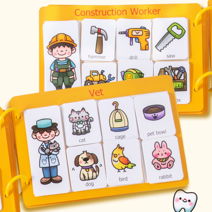 Carte educativă Busy Book cu stickere repoziționabile – Asocieri de meserii [4]