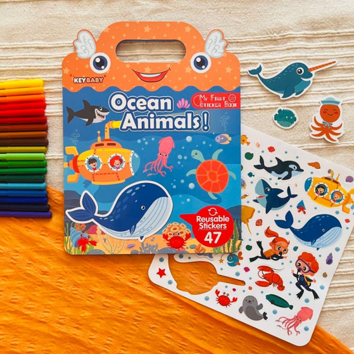 Carte educativă cu stickere reutilizabile – Animale marine (47 piese) [3]
