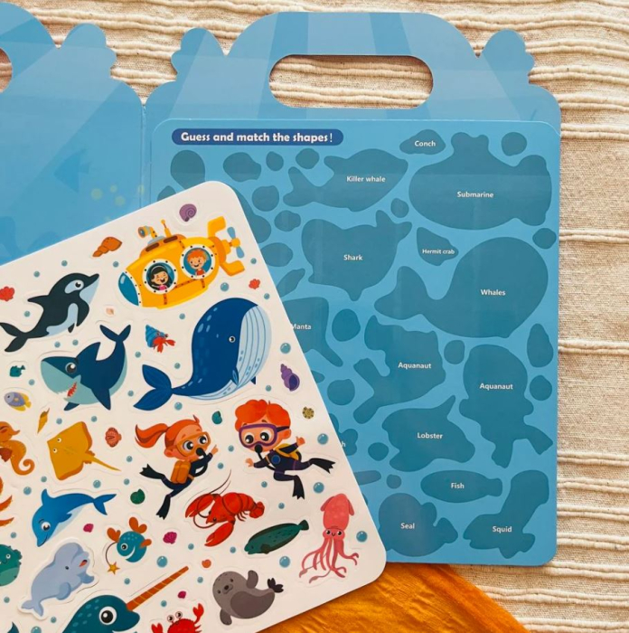Carte educativă cu stickere reutilizabile – Animale marine (47 piese) [4]