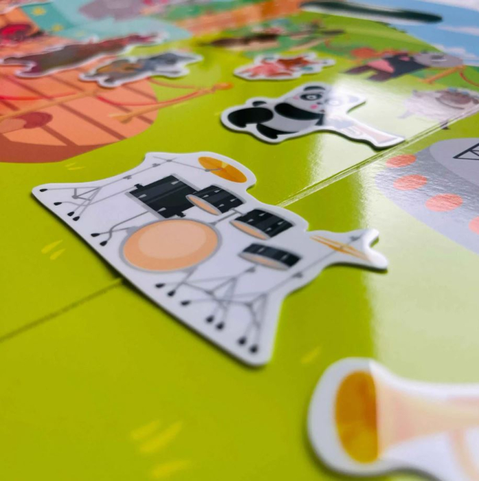 Carte educativă cu stickere reutilizabile – Muzică și instrumente (28 piese) [5]
