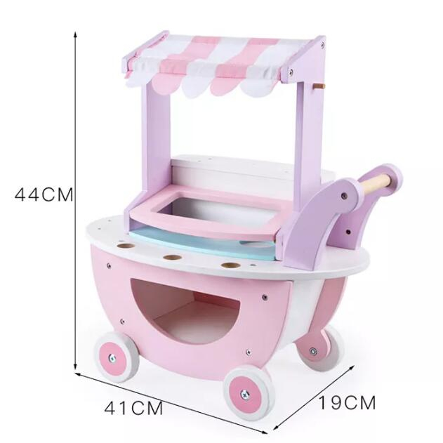 Jucărie carucior cu înghețată din lemn pentru copii [4]