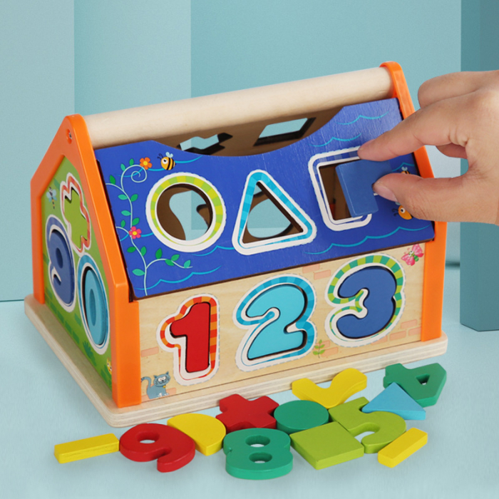 Căsuță din lemn cu sortare forme și cifre – Joc educativ Montessori | ZukiToys.ro [3]