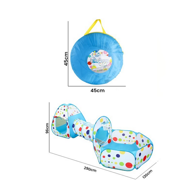 Centru de joacă 3-în-1 – cort, tarcuri și tunel – albastru [4]